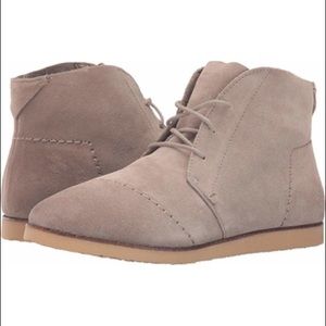 TOMS taupe genuine suede chukka bootie